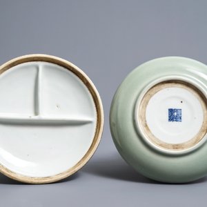 A round Chinese celadon compartmented bowl and cover, Qianlong mark, 19th C. — 照片 6