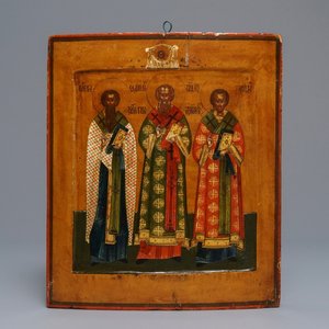 A Russian icon: The Three Hierarchs of Orthodoxy, 19th C. — 照片 1