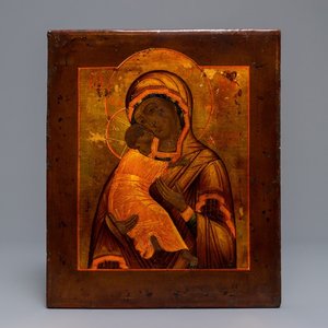 A Russian icon: Theotokos of Vladimir, 19th C. — 照片 1