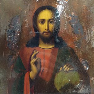 A Russian silver and gilt brass icon of Christ alvator Mundi, marked, ca. 1880 — photo 6