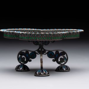 A Russian silver enamel tripod tazza, Julius Rappaport, St. Petersburg, Russia, 19/20th C. — 照片 3