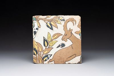 A Safavid cuerda seca pottery tile, Persia, 17th C.