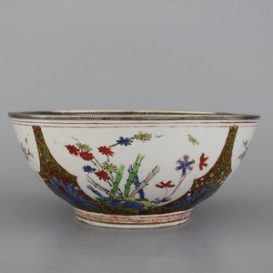 A Samson famille verte chinoiserie bowl with silver rim, 19th C. — 照片 1
