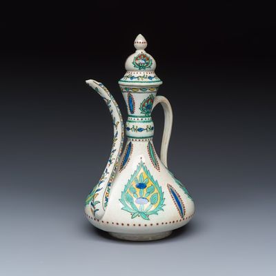 A Samson Iznik-style ewer and cover, France, 19th C.