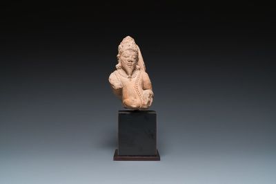 A sandstone Rishi sculpture, Madhya Pradesh, India, Candella period, 11/12th C.