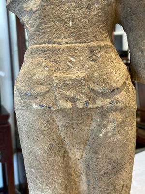 A sandstone torso and a Buddha head, Cambodia, late Khmer period, 13/14th C. — photo 6