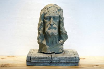 A sculpted clay head of Christ, 19/20th C., Bruges