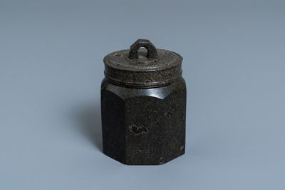 A serpentine tobacco box and cover, Dresden, Germany, 17th C.
