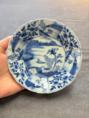 A set of 11 Chinese blue and white cups and saucers with riverscape design, Kangxi — photo 1