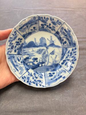 A set of 11 Chinese blue and white cups and saucers with riverscape design, Kangxi — photo 11