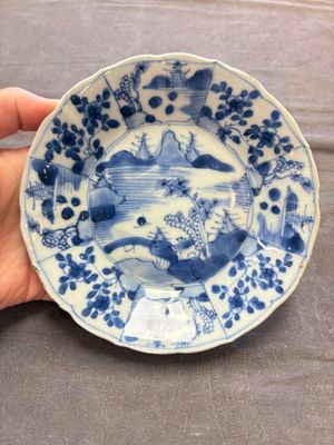 A set of 11 Chinese blue and white cups and saucers with riverscape design, Kangxi — photo 19