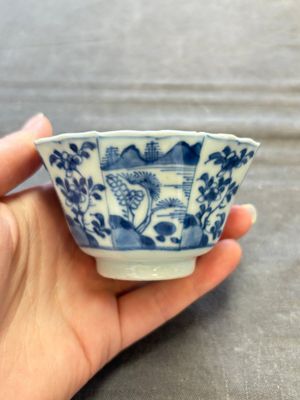 A set of 11 Chinese blue and white cups and saucers with riverscape design, Kangxi — photo 23