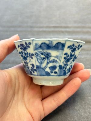 A set of 11 Chinese blue and white cups and saucers with riverscape design, Kangxi — photo 25