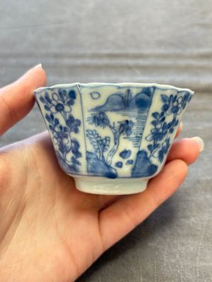 A set of 11 Chinese blue and white cups and saucers with riverscape design, Kangxi — photo 36