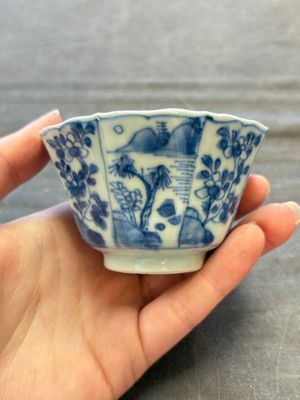 A set of 11 Chinese blue and white cups and saucers with riverscape design, Kangxi — photo 37