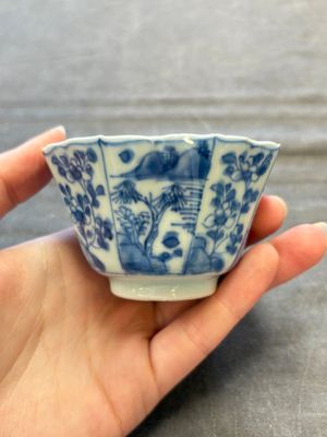 A set of 11 Chinese blue and white cups and saucers with riverscape design, Kangxi — photo 38