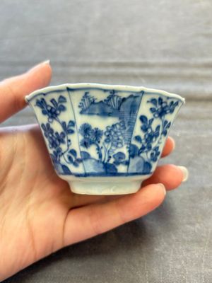 A set of 11 Chinese blue and white cups and saucers with riverscape design, Kangxi — photo 41