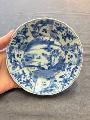 A set of 11 Chinese blue and white cups and saucers with riverscape design, Kangxi — photo 5