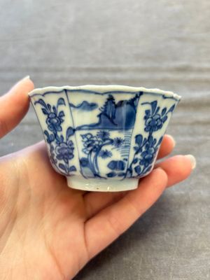 A set of 11 Chinese blue and white cups and saucers with riverscape design, Kangxi — photo 61