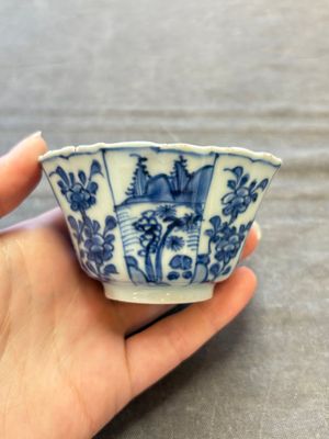 A set of 11 Chinese blue and white cups and saucers with riverscape design, Kangxi — photo 62
