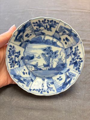 A set of 11 Chinese blue and white cups and saucers with riverscape design, Kangxi — photo 7