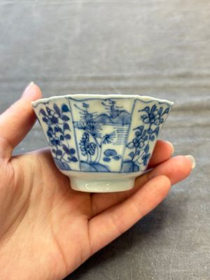 A set of 11 Chinese blue and white cups and saucers with riverscape design, Kangxi — photo 74
