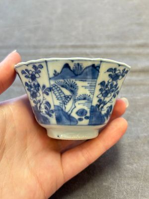 A set of 11 Chinese blue and white cups and saucers with riverscape design, Kangxi — photo 77