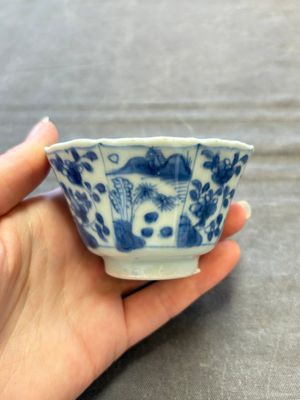 A set of 11 Chinese blue and white cups and saucers with riverscape design, Kangxi — photo 83