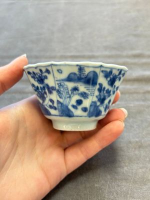 A set of 11 Chinese blue and white cups and saucers with riverscape design, Kangxi — photo 86