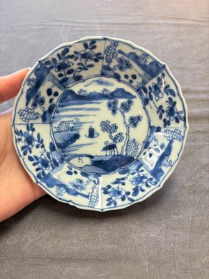 A set of 11 Chinese blue and white cups and saucers with riverscape design, Kangxi — photo 9
