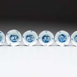 A set of 11 Chinese blue and white cups and saucers with riverscape design, Kangxi — photo 12