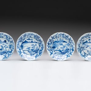 A set of 11 Chinese blue and white cups and saucers with riverscape design, Kangxi — photo 2