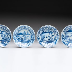 A set of 11 Chinese blue and white cups and saucers with riverscape design, Kangxi — photo 4