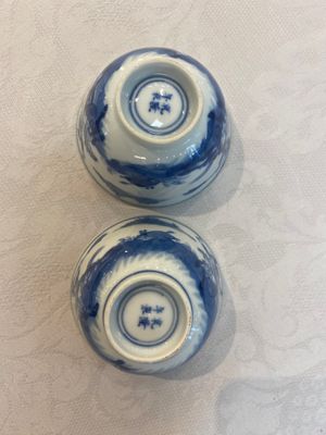 A set of 11 Chinese blue and white 'rabbit hunt' cups and saucers, Qianlong mark, 19th C. — photo 50