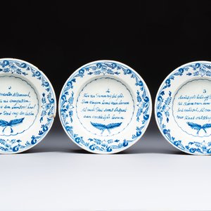A set of 12 blue and white Dutch Delft 'Proverb' plates, 18th C. — photo 2