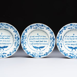 A set of 12 blue and white Dutch Delft 'Proverb' plates, 18th C. — photo 6