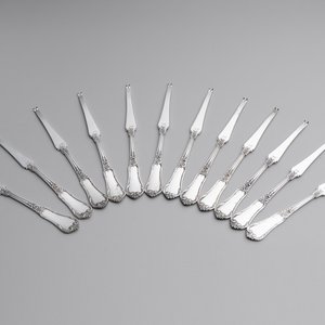A set of 12 silver crustacean forks, 835/000, Wolfers Frères, Brussels, 20th C. — 照片 1