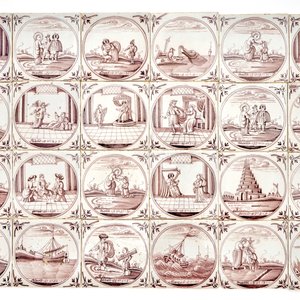 A set of 124 Dutch Delft manganese tiles with religious scenes in central medallions, 18th C. — 照片 3
