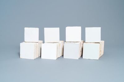 A set of 124 plain white Dutch Delft tiles, 18th C.