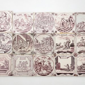 A set of 15 manganese Dutch Delft biblical tiles, 18/19th C. — photo 1