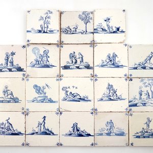 A set of 18 Dutch Delft blue and white biblical tiles, 17/18th C. — photo 1
