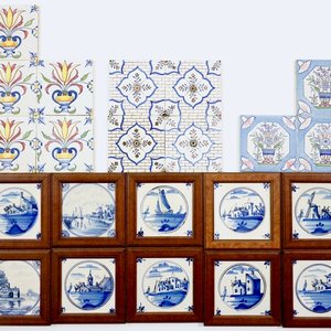 A set of 22 various polychrome and blue and white Dutch Delft tiles, 19th C. — 照片 1