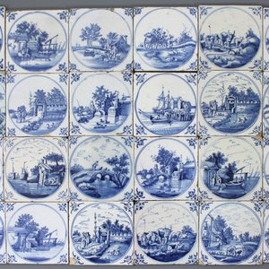 A set of 24 fine Dutch Delft blue and white medallion tiles, 18th C. — photo 1