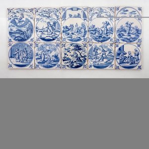 A set of 25 blue and white Dutch Delft biblical tiles, 18th C. — 照片 1