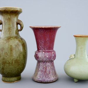 A set of 3 Chinese monochrome vases, 19th C. — 照片 3
