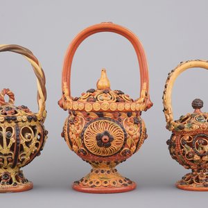 A set of 3 fire baskets and covers in Italian faience, 19th C. — 照片 1