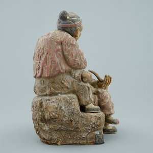 A set of 3 large Chinese partly glazed signed pottery groups, poss. Shiwan, 20th C. — 照片 4