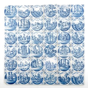 A set of 36 Dutch Delft blue and white biblical tiles, 18th C. — photo 1