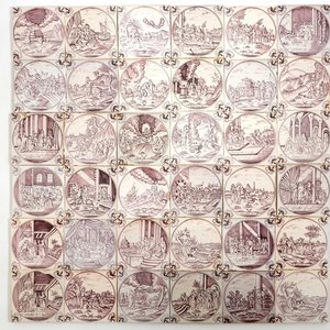 A set of 36 manganese Dutch Delft biblical tiles with carnation corners, 18th C. — photo 1