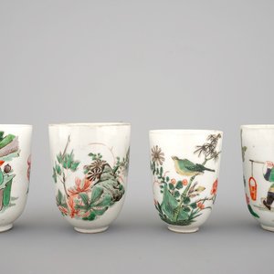 A set of 4 Chinese famille verte wine cups, Kangxi, ca. 1700 — 照片 1